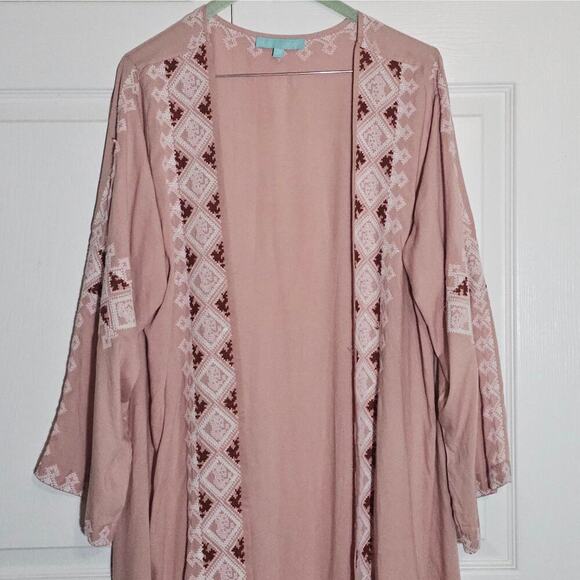 Melissa Odaabash Bohemian Embroidered Fringe Swim Coverup Cardigan OS Summer‎ - Picture 3 of 11